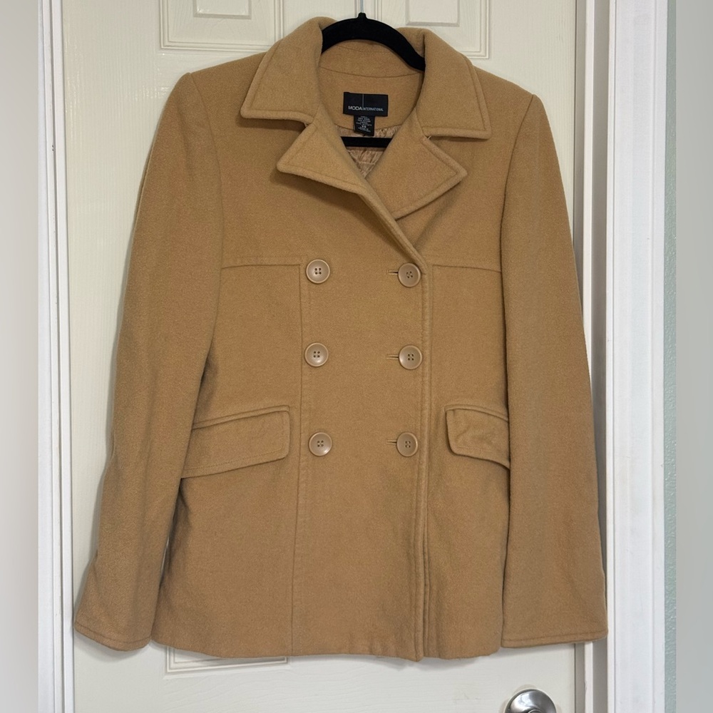 Moda International Women's Wool Blend Pea Coat Jacket XS